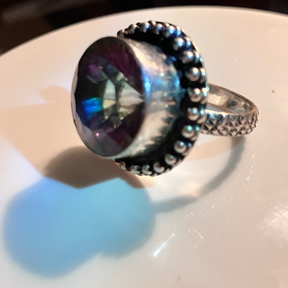 Elegant Silver and Purple Women's Ring